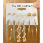 6 paires Boucles d oreilles a  fausse perle dore et argent