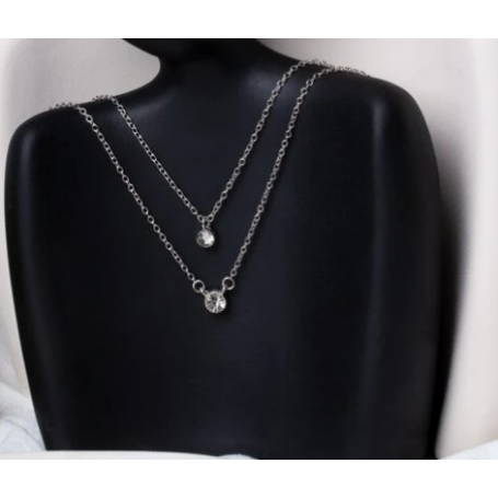 Collier a  strass dore et argent