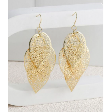 Pendants d oreilles ajoure feuille