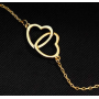 Collier double coeur à  breloque  doré et argentée