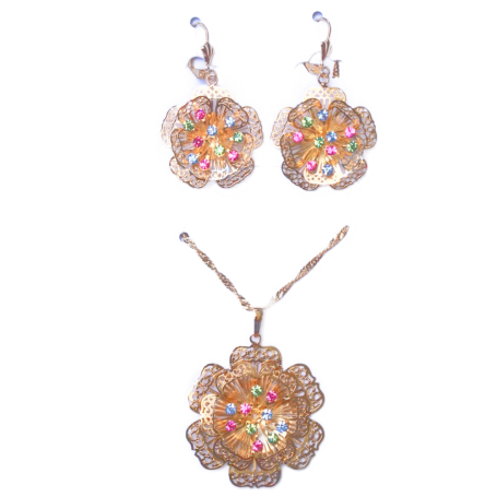 Parure collier 3 pièces couleur doré