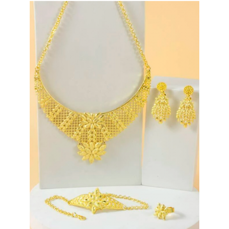 5 pieces Set de bijoux texture en plaque or